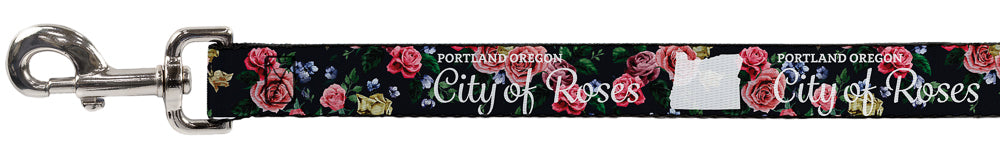 Dog Leash - Oregon Silhouette/PORTLAND OREGON-CITY OF ROSES Roses/White