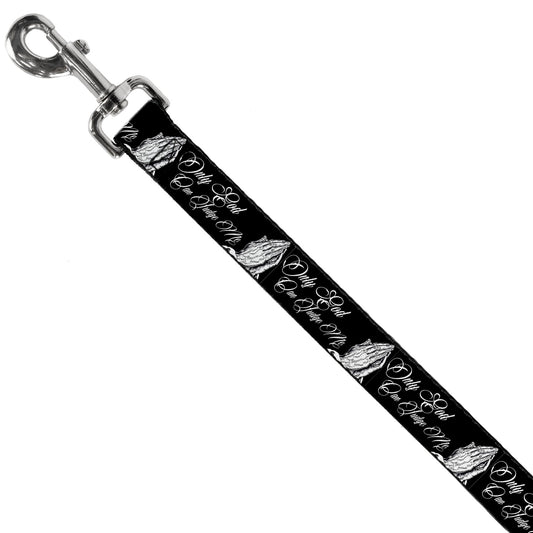 Dog Leash - ONLY GOD CAN JUDGE ME Script/Praying Hands Black/White