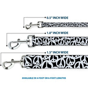 Dog Leash - Peace Black/White