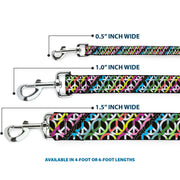 Dog Leash - Peace Black/Multi Stripes