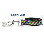 Dog Leash - Peace Black/Multi Stripes