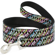 Dog Leash - Peace Black/Multi Stripes