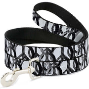 Dog Leash - Peace Dots White/Black