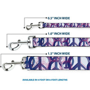Dog Leash - Peace Mixed White/Blue/Pink
