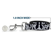Dog Leash - Peace Sketch Black/White