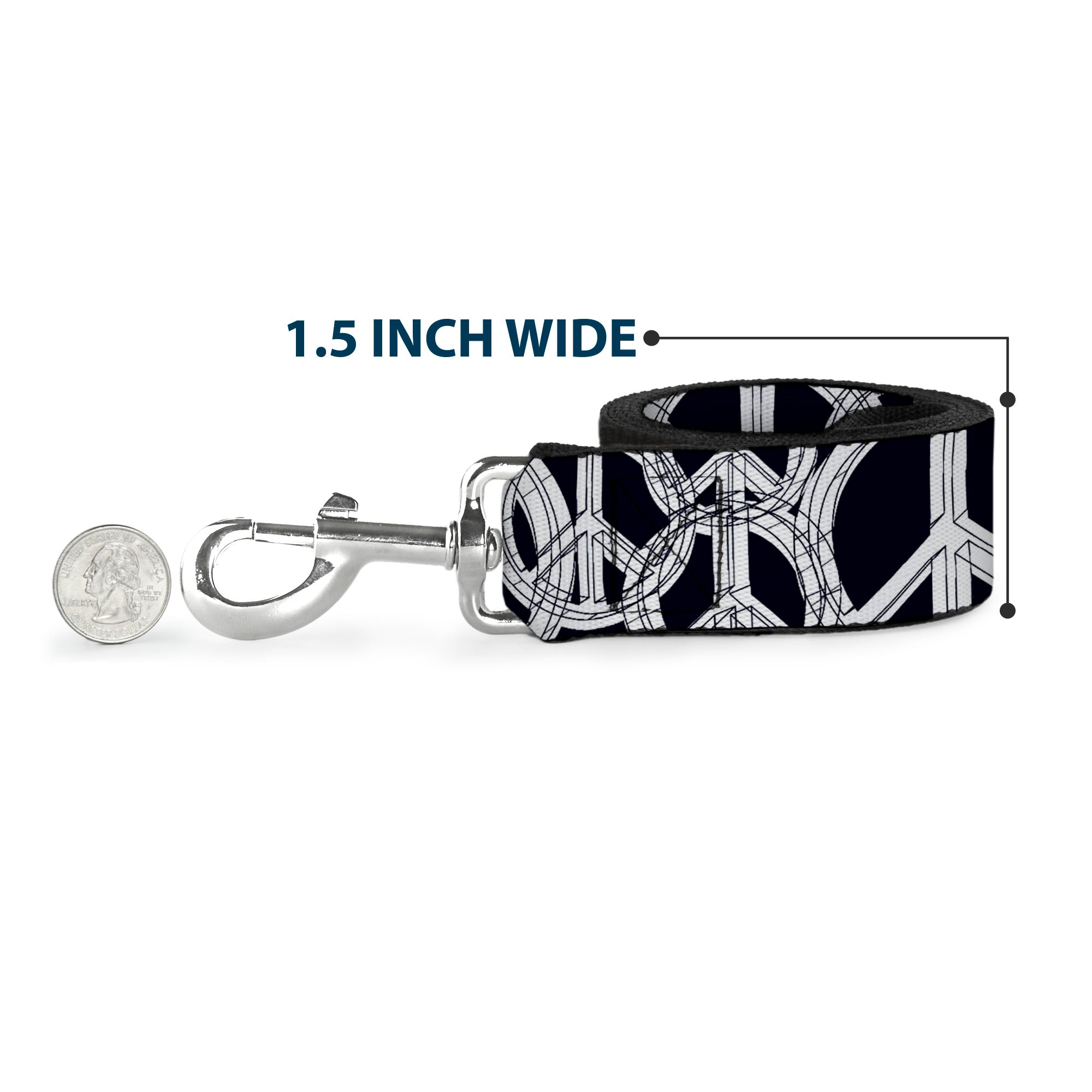 Dog Leash - Peace Sketch Black/White