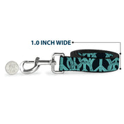 Dog Leash - Peace Sketch Black/Baby Blue