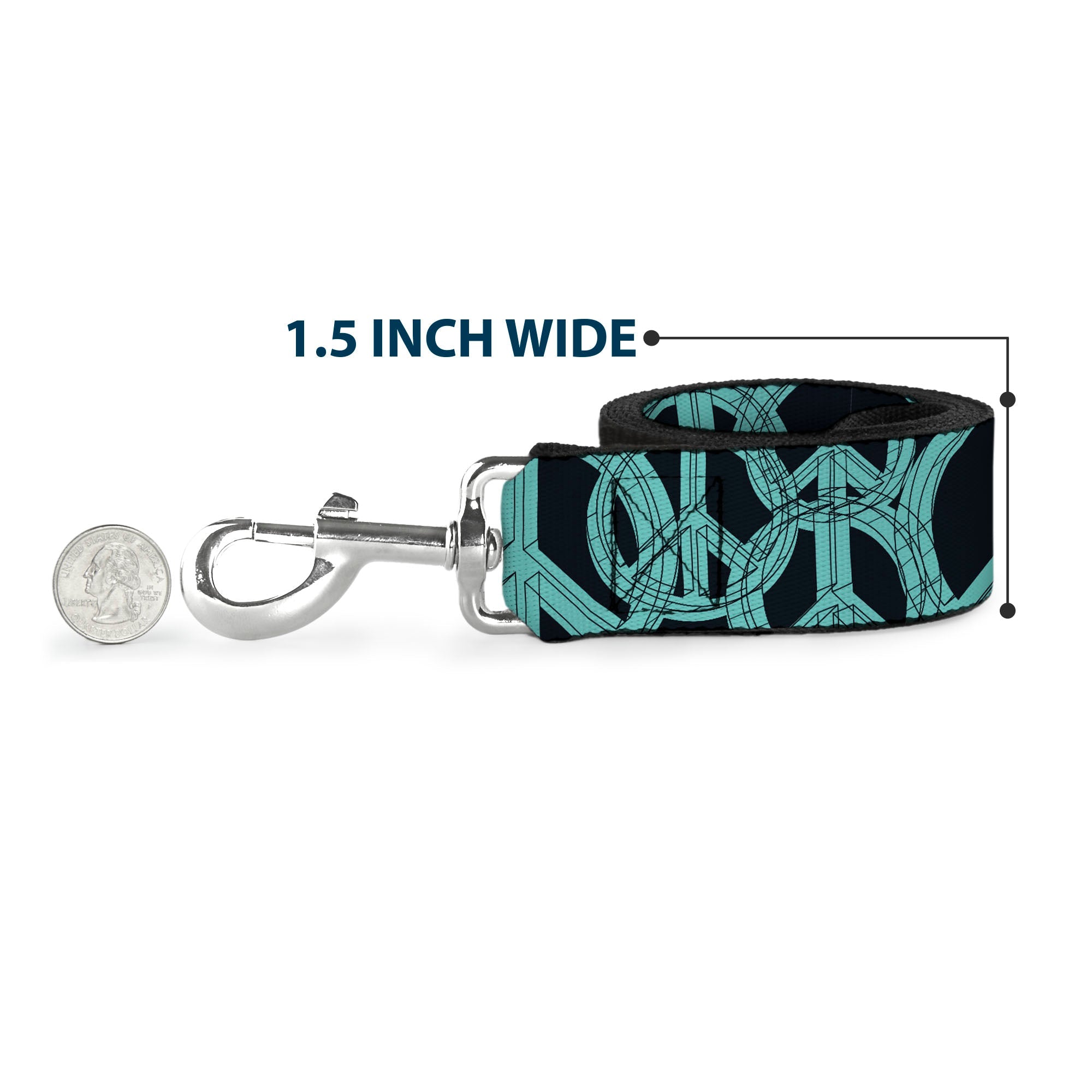 Dog Leash - Peace Sketch Black/Baby Blue