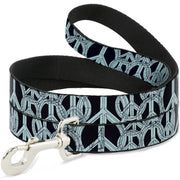 Dog Leash - Peace Sketch Black/Baby Blue