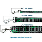 Dog Leash - Plaid Curls White/Black/Gray/Green