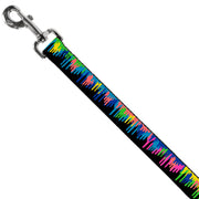 Dog Leash - Paint Drips Black/Multi Neon