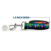 Dog Leash - Paint Drips Black/Multi Neon