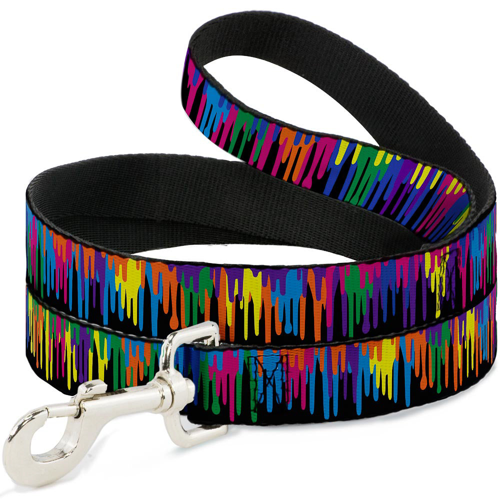 Dog Leash - Paint Drips Black/Multi Neon