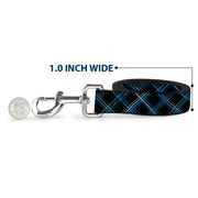 Dog Leash - Plaid Black/Turquoise/Gray