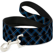 Dog Leash - Plaid Black/Turquoise/Gray