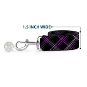Dog Leash - Plaid Black/Purple/Gray