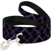 Dog Leash - Plaid Black/Purple/Gray