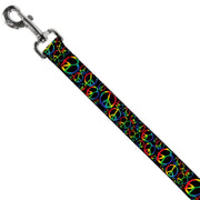 Dog Leash - Peace Heart Black/Rainbow Ombre