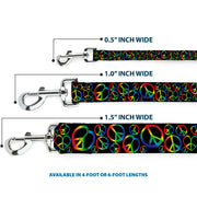 Dog Leash - Peace Heart Black/Rainbow Ombre