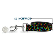 Dog Leash - Peace Heart Black/Rainbow Ombre