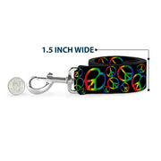 Dog Leash - Peace Heart Black/Rainbow Ombre