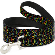 Dog Leash - Peace Heart Black/Rainbow Ombre