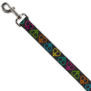 Dog Leash - Peace Hearts Repeat Black/Neon