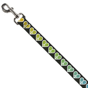 Dog Leash - Peace Hearts Repeat Fill Black/Rainbow