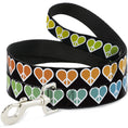 Load image into Gallery viewer, Dog Leash - Peace Hearts Repeat Fill Black/Rainbow
