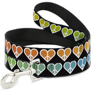 Dog Leash - Peace Hearts Repeat Fill Black/Rainbow
