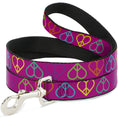 Load image into Gallery viewer, Dog Leash - Peace Hearts Repeat Fuchsia/Neon
