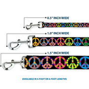 Dog Leash - Peace Flowers Black/Multi Color