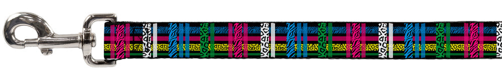 Dog Leash - Plaid Black/Neon Animal Skins