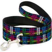 Dog Leash - Plaid Black/Neon Animal Skins