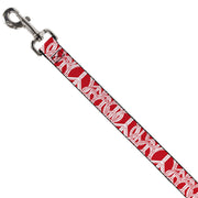 Dog Leash - Peace Sketch Red/White