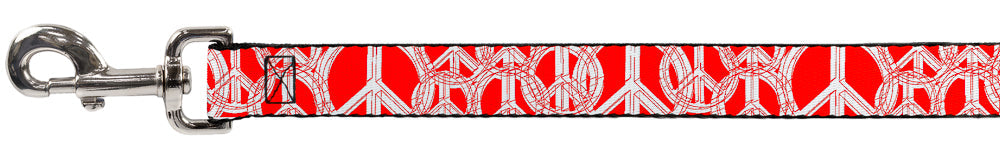 Dog Leash - Peace Sketch Red/White
