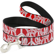 Dog Leash - Peace Sketch Red/White