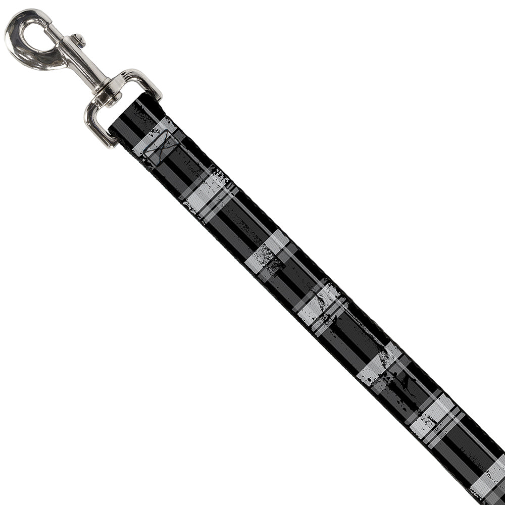 Dog Leash - Plaid Weathered Black/Gray/White