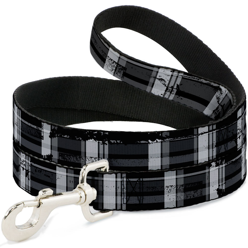 Dog Leash - Plaid Weathered Black/Gray/White