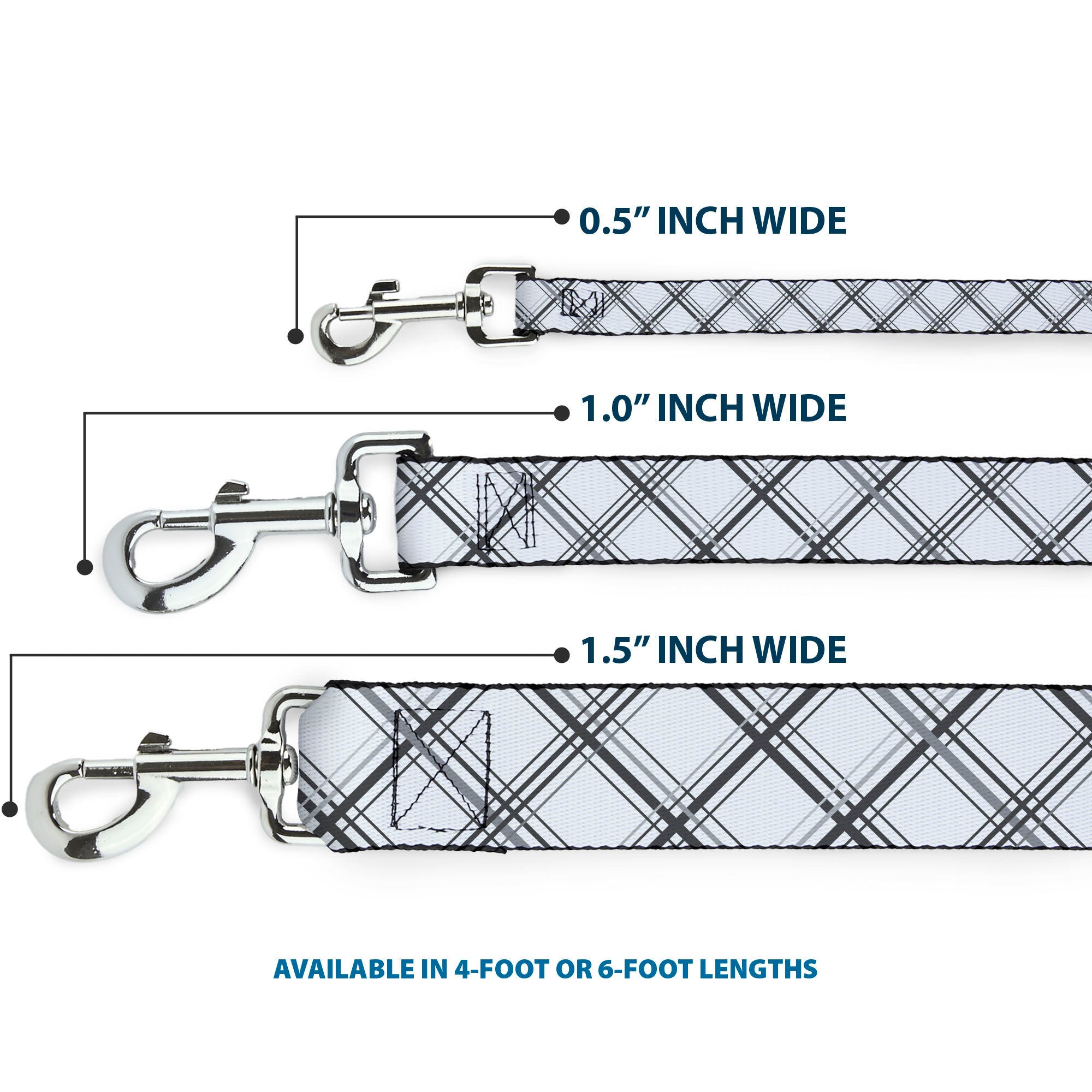 Dog Leash - Plaid X White/Gray