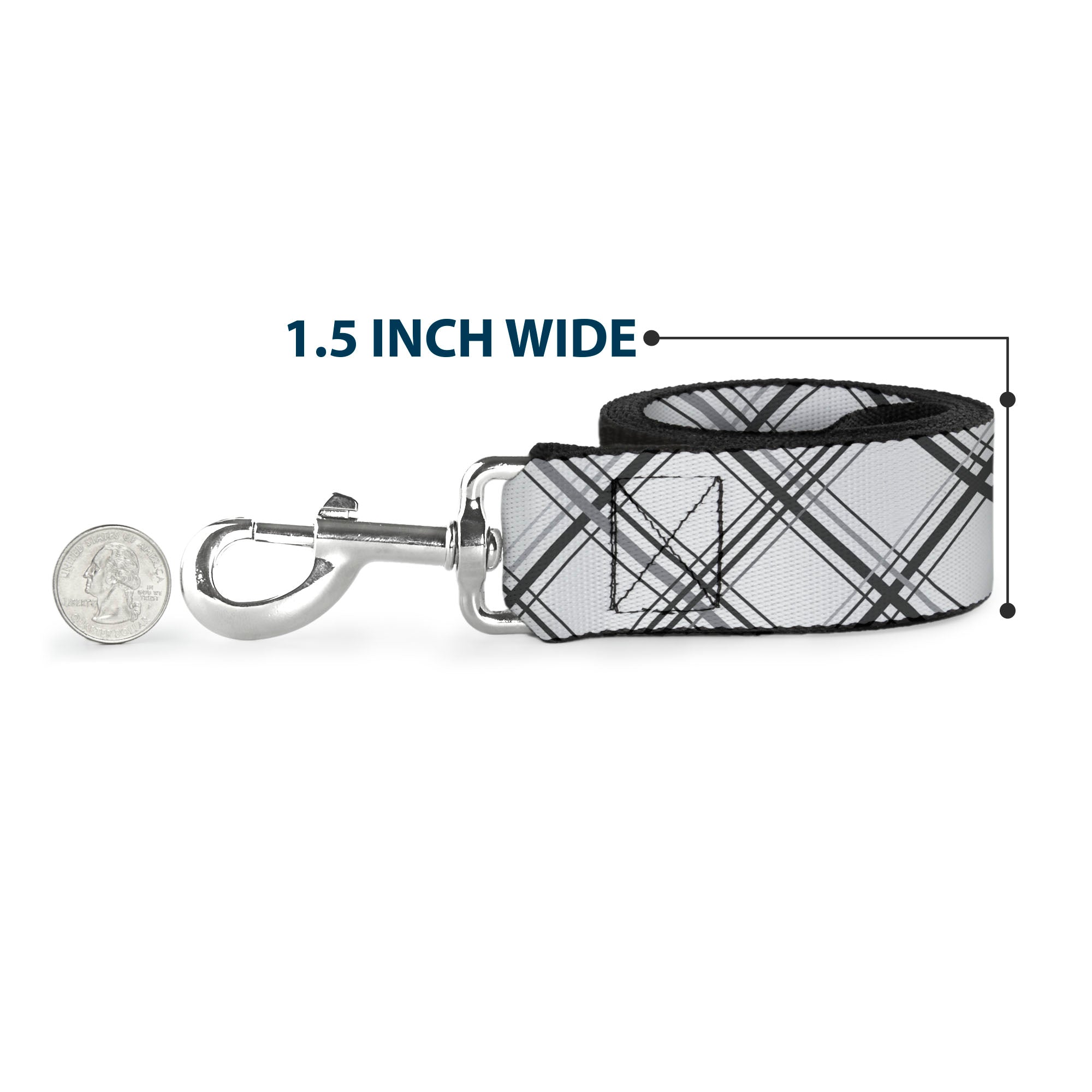 Dog Leash - Plaid X White/Gray