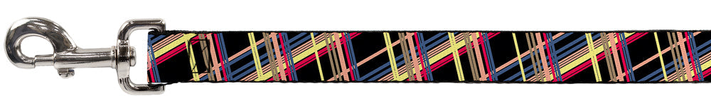 Dog Leash - Plaid Black/Yellow/Red/Blue/Orange