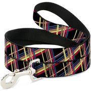 Dog Leash - Plaid Black/Yellow/Red/Blue/Orange