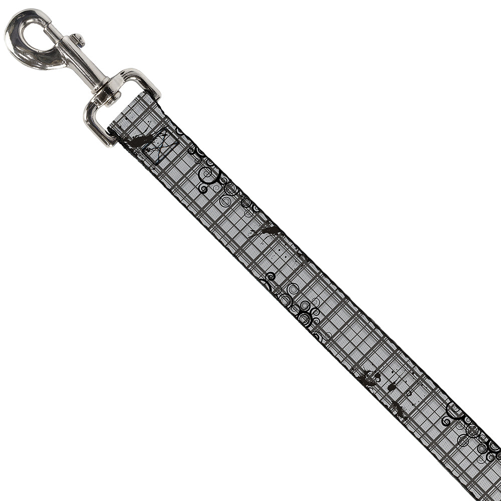 Dog Leash - Plaid Curls Gray
