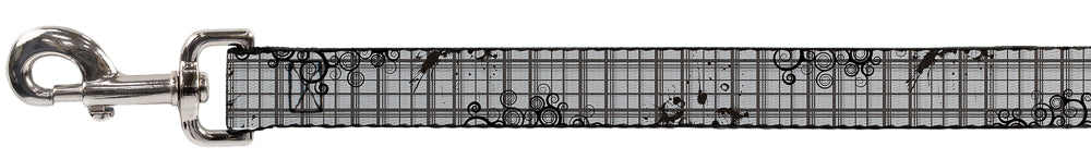 Dog Leash - Plaid Curls Gray