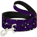 Load image into Gallery viewer, Dog Leash - Paisley Stars Black/Purple/White
