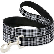 Dog Leash - Plaid Black/White