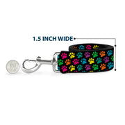 Dog Leash - Paw Print Black/Multi Color
