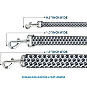 Dog Leash - Paw Print White/Black