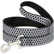 Dog Leash - Paw Print White/Black